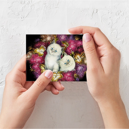Поздравительная открытка Два котенка, цвет белый - фото 3