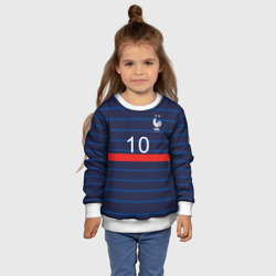 Свитшот с принтом Mbappe Франция для ребенка, вид на модели спереди №4. Цвет основы: белый