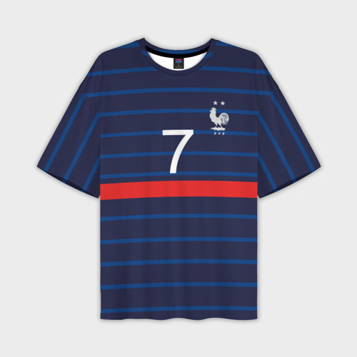 Мужская футболка оверсайз с принтом Гризман футболист Франция, вид спереди №1