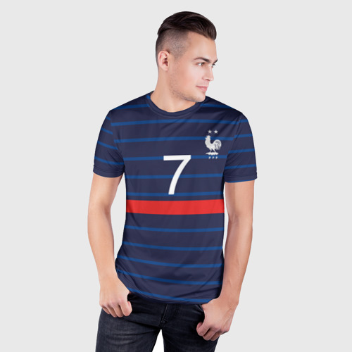 Мужская футболка 3D Slim с принтом Гризман футболист Франция, фото на моделе #1