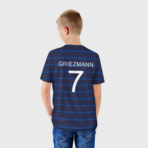 Детская футболка 3D с принтом Гризман футболист Франция, вид сзади #2