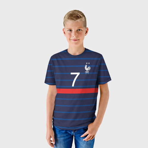 Детская футболка 3D с принтом Гризман футболист Франция, фото на моделе #1