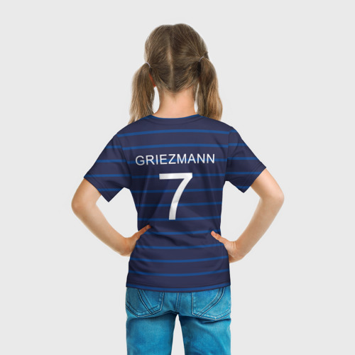 Детская футболка 3D с принтом Гризман футболист Франция, вид сзади #2