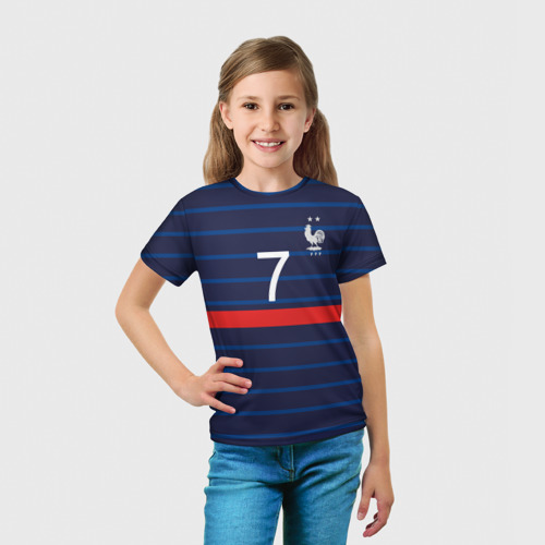 Детская футболка 3D с принтом Гризман футболист Франция, вид сбоку #3
