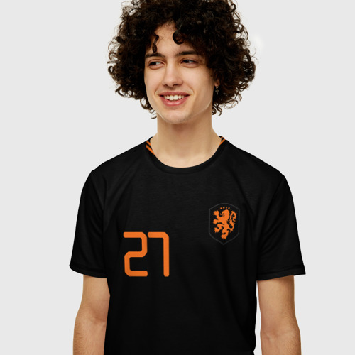 Мужская футболка 3D+ Нидерланды выездная форма. Де Йонг, цвет 3D печать - фото 6