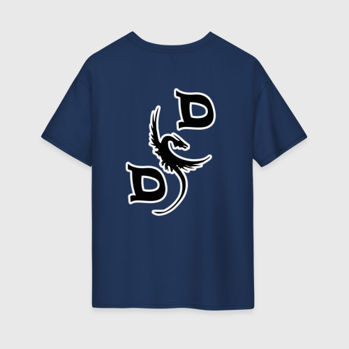 Женская футболка хлопок Oversize D&D Dragon, цвет темно-синий - фото 2