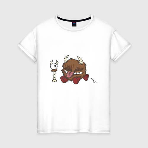 Женская футболка из хлопка с принтом Честер dont starve, вид спереди №1