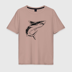 Мужская футболка хлопок Oversize Акула