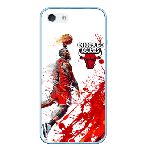 Чехол для iPhone 5/5S матовый Chicago bulls [9], цвет голубой