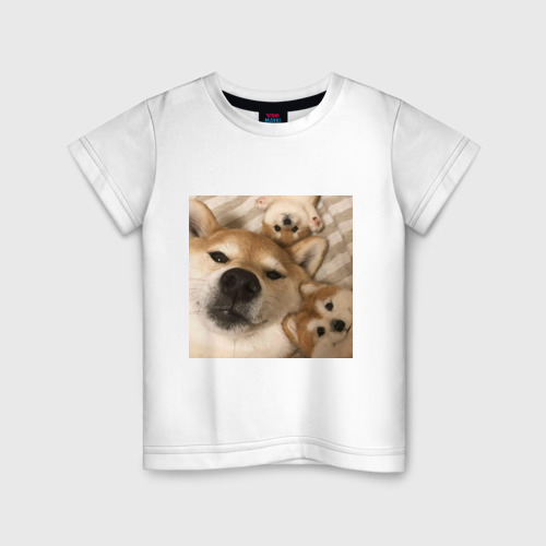 Детская футболка хлопок Мем про собак, цвет белый