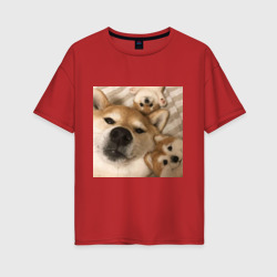 Женская футболка хлопок Oversize Мем про собак