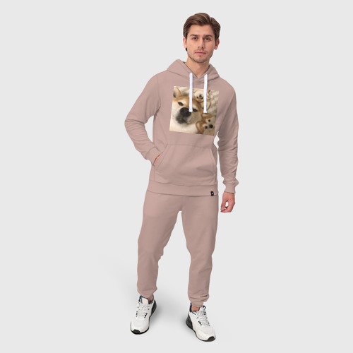 Мужской костюм хлопок с толстовкой с принтом Мем про собак, фото на моделе #1