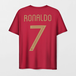 Футболка с принтом Ronaldo 7 для мужчины, вид сзади №1. Цвет основы: белый