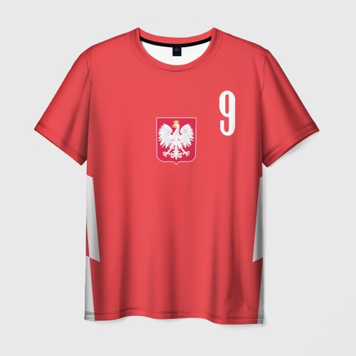 Мужская футболка с принтом Lewandowski Poland 9, вид спереди №1