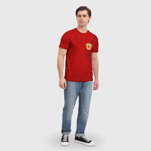 Мужская футболка 3D с принтом СБОРНАЯ РОССИИ 2021 | ФОРМА, вид сбоку #3