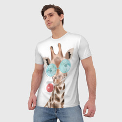 Мужская футболка 3D Жираф в очках - фото 2