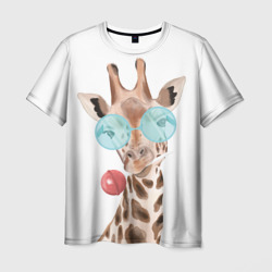 Мужская футболка 3D Жираф в очках
