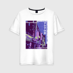 Женская футболка хлопок Oversize Neon Asian Street Vaporwave