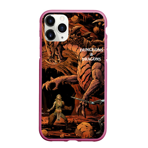 Чехол для iPhone 11 Pro Max матовый Dungeons and Dragons Схватка, цвет малиновый