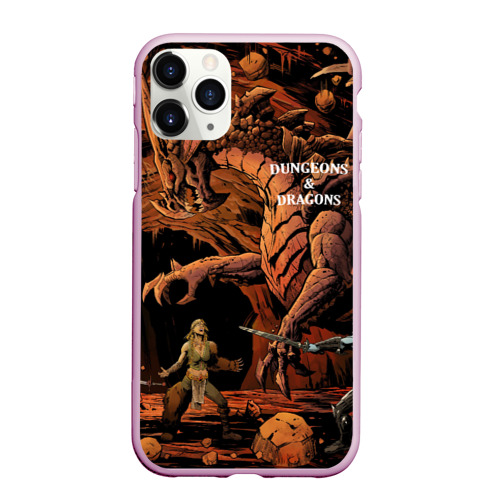 Чехол для iPhone 11 Pro Max матовый Dungeons and Dragons Схватка, цвет розовый