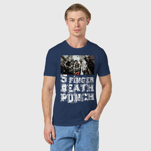 Мужская футболка хлопок Five Finger Death Punch, цвет темно-синий - фото 3