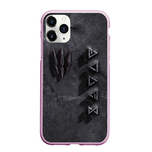 Чехол для iPhone 11 Pro Max матовый The Witcher камень, цвет розовый