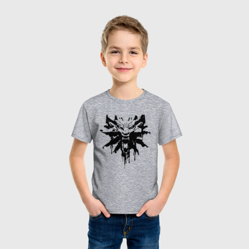 Детская футболка хлопок с принтом The Witcher подтеки лого, фото на моделе #1