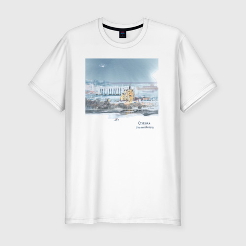 Мужская футболка хлопок Slim Стрелка, Нижний Новгород, цвет белый