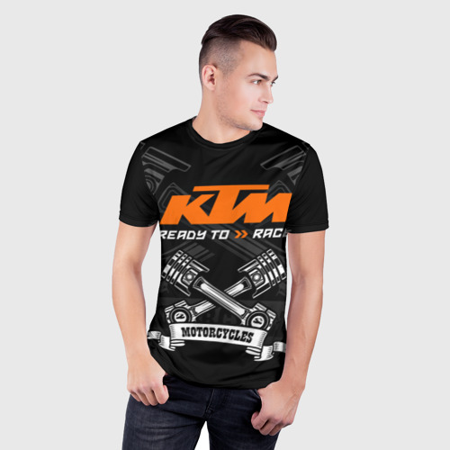 Мужская футболка 3D Slim KTM MOTORCYCLES / КТМ МОТОЦИКЛЫ, цвет 3D печать - фото 3