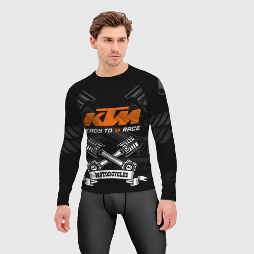 Мужской рашгард 3D с принтом KTM MOTORCYCLES / КТМ МОТОЦИКЛЫ, фото на моделе #1