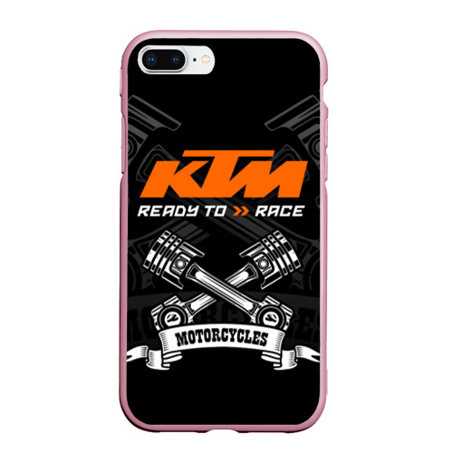 Чехол для iPhone 7Plus/8 Plus матовый с принтом KTM MOTORCYCLES / КТМ МОТОЦИКЛЫ, вид спереди #2