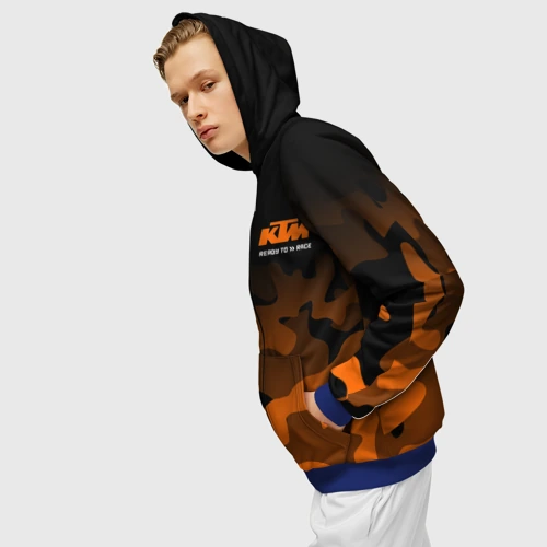 Мужская толстовка 3D на молнии с принтом KTM MOTORCYCLES / КТМ МОТОЦИКЛ, вид сбоку #3