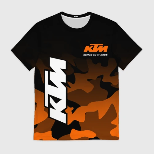 Мужская футболка 3D с принтом KTM MOTORCYCLES / КТМ МОТОЦИКЛ, вид спереди #2