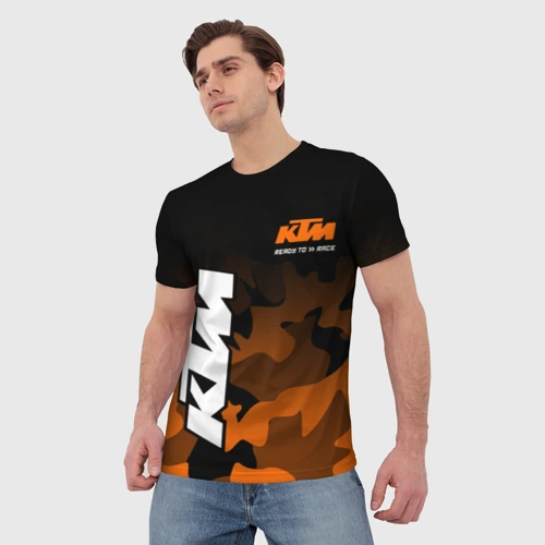 Мужская футболка 3D с принтом KTM MOTORCYCLES / КТМ МОТОЦИКЛ, фото на моделе #1