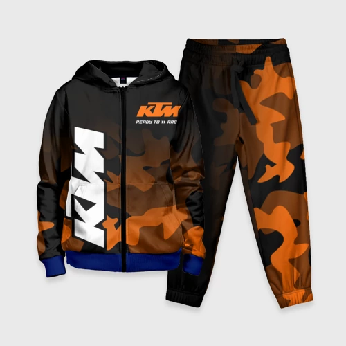 Детский костюм 3D с принтом KTM motorcycles КТМ мотоцикл, вид спереди #2