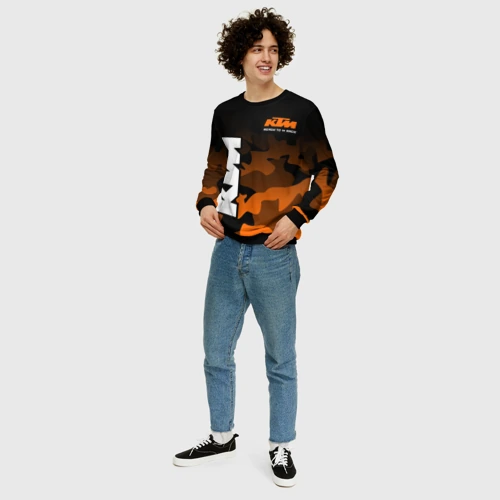 Мужской свитшот 3D с принтом KTM MOTORCYCLES / КТМ МОТОЦИКЛ, вид сбоку #3