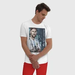 Мужская пижама с белой футболкой хлопок Lionel Messi - фото 2