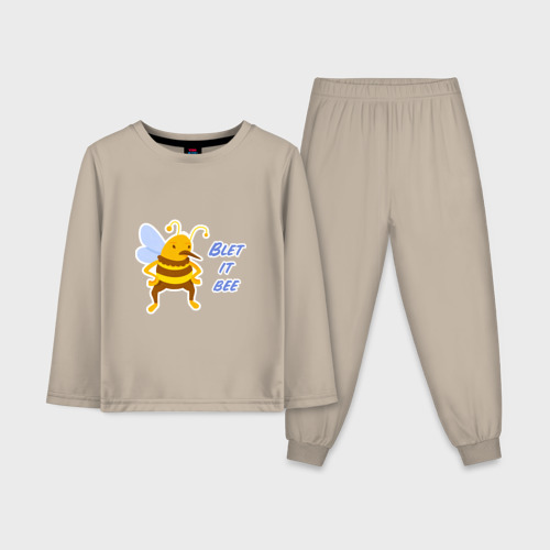 Детская пижама с лонгсливом хлопок Пчела Blet it bee, цвет миндальный
