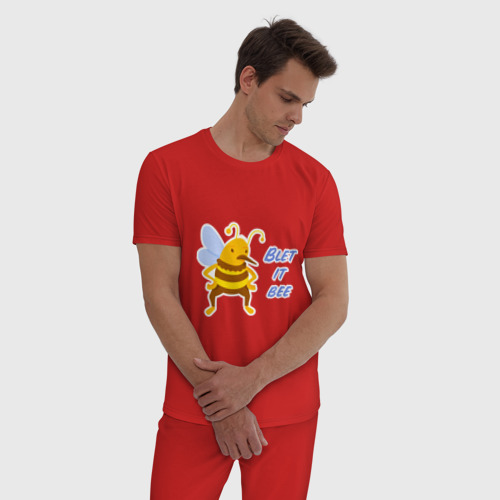 Мужская пижама хлопок Пчела Blet it bee, цвет красный - фото 3
