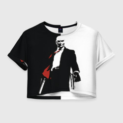 Женская футболка Crop-top 3D Hitman BW