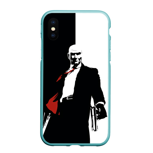 Чехол для iPhone XS Max матовый Hitman BW, цвет мятный