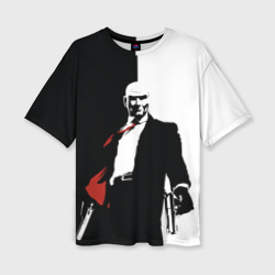 Женская футболка oversize 3D Hitman BW