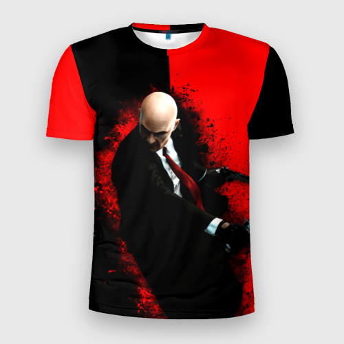 Мужская футболка 3D Slim Hitman splash, цвет 3D печать