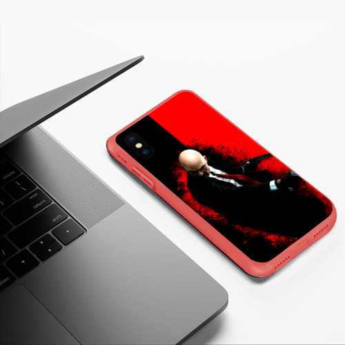 Чехол для iPhone XS Max матовый Hitman splash, цвет красный - фото 5