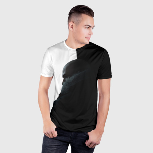 Мужская футболка 3D Slim с принтом Winter Hitman, фото на моделе #1
