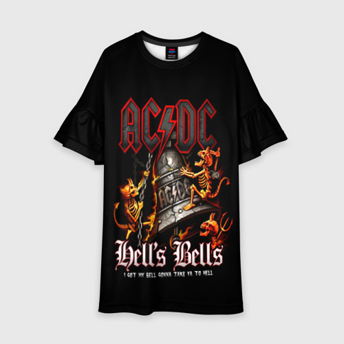Детское платье 3D с принтом AC/DC Hell's Bells, вид спереди #2