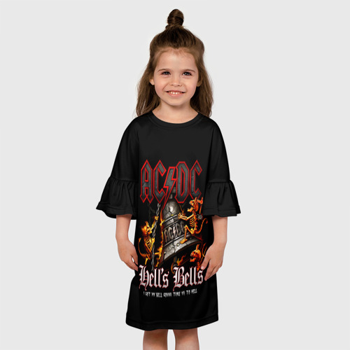 Детское платье 3D с принтом AC/DC Hell's Bells, вид сбоку #3