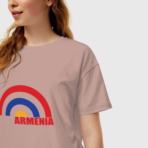 Женская футболка хлопок Oversize с принтом Армения Armenia, фото на моделе #1