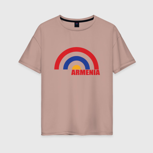 Женская футболка хлопок Oversize с принтом Армения Armenia, вид спереди #2