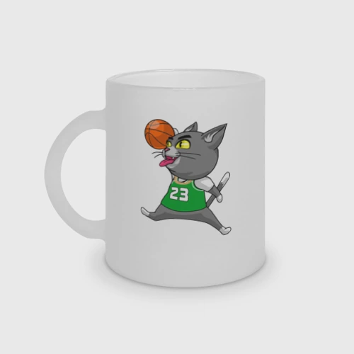 Кружка матовая стеклянная Basket jump-cat